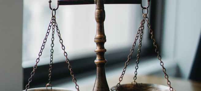 judgement scale and gavel in judge office